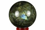 Flashy, Polished Labradorite Sphere - Great Color Play #180637-1